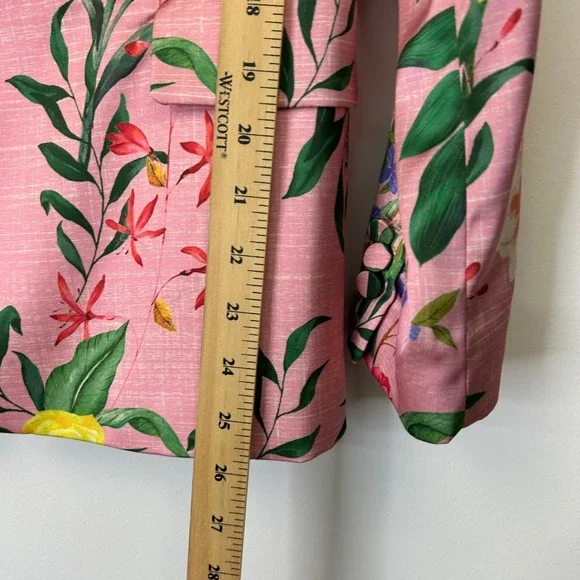 Rachel Zoe Pink Floral Tropical Blazer Jacket Women's Medium - Picture 6 of 11